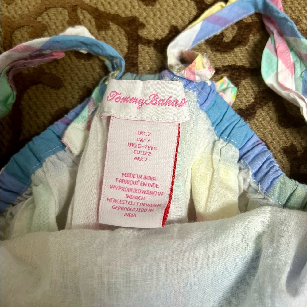 Tommy Bahama Girls Size 7 Pastel Plaid Dress Bow Back Spring Easter Coastal - Picture 7 of 7